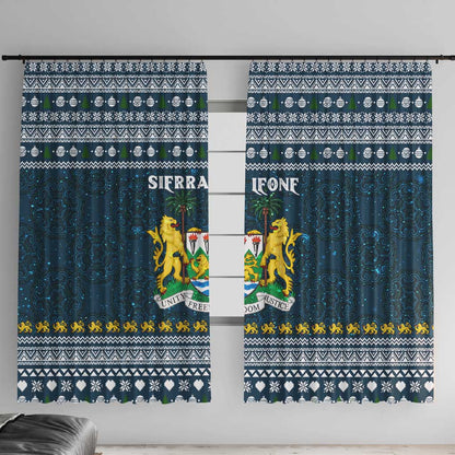 Sierra Leone Christmas Window Curtain Ornamental Coat of Arms and Festive Motif - African Pride