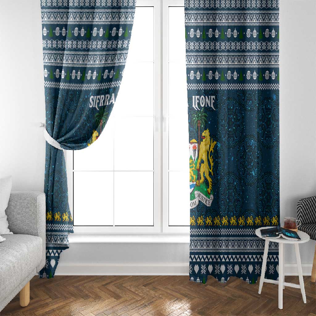 Sierra Leone Christmas Window Curtain Ornamental Coat of Arms and Festive Motif - African Pride