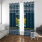 Sierra Leone Christmas Window Curtain Ornamental Coat of Arms and Festive Motif - African Pride