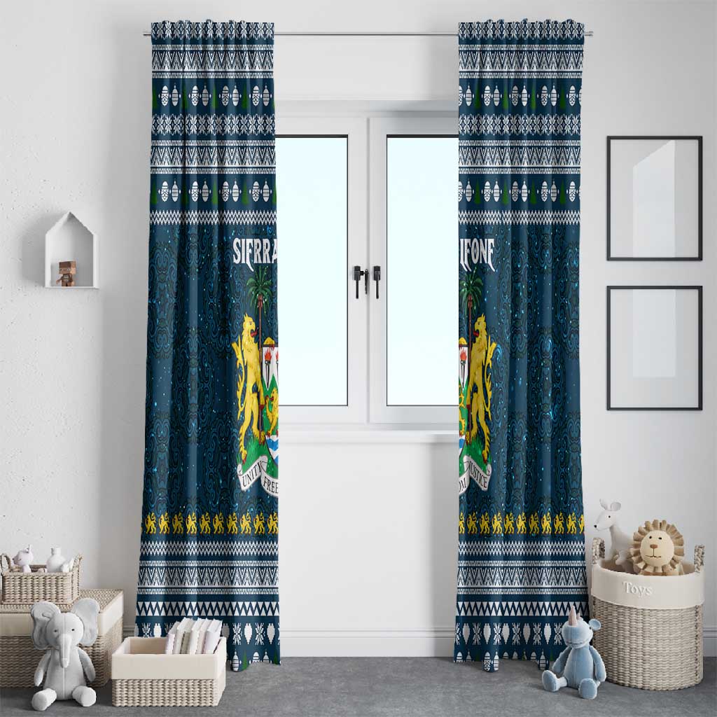 Sierra Leone Christmas Window Curtain Ornamental Coat of Arms and Festive Motif - African Pride