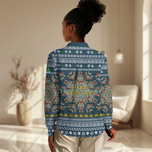 Sierra Leone Christmas Women Casual Shirt Ornamental Coat of Arms and Festive Motif - African Pride