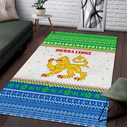 Sierra Leone Christmas Area Rug Festive Pattern Golden Lion Emblem and Santa Sleigh - African Pride