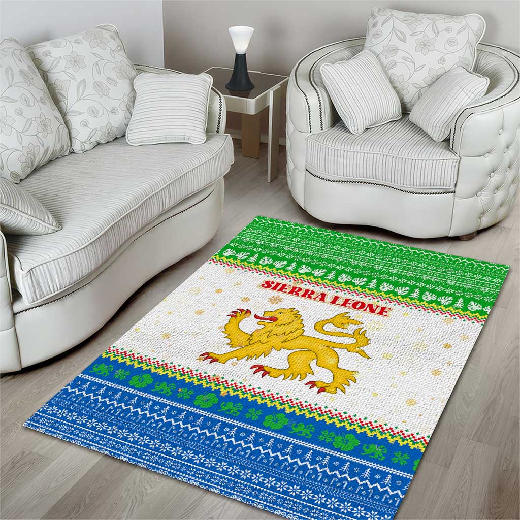 Sierra Leone Christmas Area Rug Festive Pattern Golden Lion Emblem and Santa Sleigh - African Pride