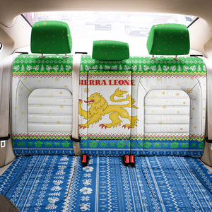 Sierra Leone Christmas Back Car Seat Cover Festive Pattern Golden Lion Emblem and Santa Sleigh - African Pride