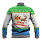 Sierra Leone Christmas Baseball Jacket Festive Pattern Golden Lion Emblem and Santa Sleigh - African Pride
