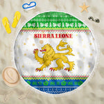 Sierra Leone Christmas Beach Blanket Festive Pattern Golden Lion Emblem and Santa Sleigh - African Pride