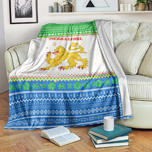 Sierra Leone Christmas Blanket Festive Pattern Golden Lion Emblem and Santa Sleigh - African Pride