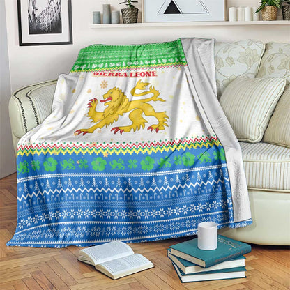 Sierra Leone Christmas Blanket Festive Pattern Golden Lion Emblem and Santa Sleigh - African Pride