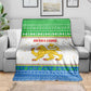 Sierra Leone Christmas Blanket Festive Pattern Golden Lion Emblem and Santa Sleigh - African Pride