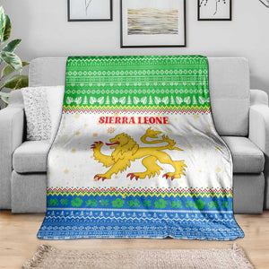 Sierra Leone Christmas Blanket Festive Pattern Golden Lion Emblem and Santa Sleigh - African Pride