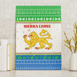Sierra Leone Christmas Canvas Wall Art Festive Pattern Golden Lion Emblem and Santa Sleigh - African Pride