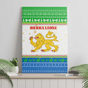 Sierra Leone Christmas Canvas Wall Art Festive Pattern Golden Lion Emblem and Santa Sleigh - African Pride
