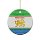 Sierra Leone Christmas Ceramic Ornament Festive Pattern Golden Lion Emblem and Santa Sleigh - African Pride