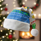 Sierra Leone Christmas Santa Hat Festive Pattern Golden Lion Emblem and Santa Sleigh - African Pride