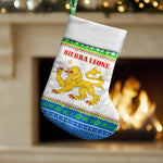 Sierra Leone Christmas Stocking Festive Pattern Golden Lion Emblem and Santa Sleigh - African Pride