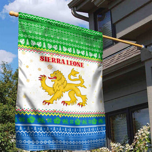 Sierra Leone Christmas Garden Flag Festive Pattern Golden Lion Emblem and Santa Sleigh - African Pride