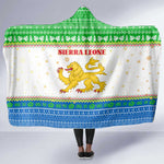 Sierra Leone Christmas Hooded Blanket Festive Pattern Golden Lion Emblem and Santa Sleigh - African Pride