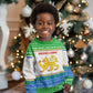 Sierra Leone Christmas Kid Ugly Christmas Sweater Festive Pattern Golden Lion Emblem and Santa Sleigh - African Pride