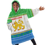 Sierra Leone Christmas Kid Wearable Blanket Hoodie Festive Pattern Golden Lion Emblem and Santa Sleigh - African Pride