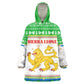 Sierra Leone Christmas Kid Wearable Blanket Hoodie Festive Pattern Golden Lion Emblem and Santa Sleigh - African Pride