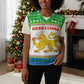 Sierra Leone Christmas Knitted V-Neck Vest Festive Pattern Golden Lion Emblem and Santa Sleigh - African Pride