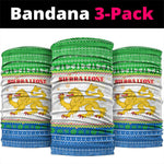 Sierra Leone Christmas Neck Gaiter Festive Pattern Golden Lion Emblem and Santa Sleigh - African Pride