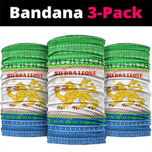 Sierra Leone Christmas Neck Gaiter Festive Pattern Golden Lion Emblem and Santa Sleigh - African Pride