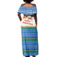 Sierra Leone Christmas Off Shoulder Maxi Dress Festive Pattern Golden Lion Emblem and Santa Sleigh - African Pride
