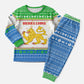 Sierra Leone Christmas Pajama Set Festive Pattern Golden Lion Emblem and Santa Sleigh - African Pride