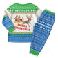 Sierra Leone Christmas Pajama Set Festive Pattern Golden Lion Emblem and Santa Sleigh - African Pride