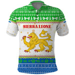Sierra Leone Christmas Polo Shirt Festive Pattern Golden Lion Emblem and Santa Sleigh - African Pride