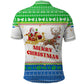 Sierra Leone Christmas Polo Shirt Festive Pattern Golden Lion Emblem and Santa Sleigh - African Pride