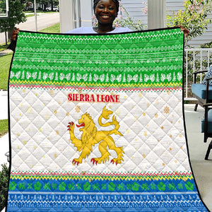 Sierra Leone Christmas Quilt Festive Pattern Golden Lion Emblem and Santa Sleigh - African Pride