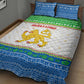Sierra Leone Christmas Quilt Bed Set Festive Pattern Golden Lion Emblem and Santa Sleigh - African Pride