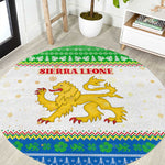 Sierra Leone Christmas Round Carpet Festive Pattern Golden Lion Emblem and Santa Sleigh - African Pride