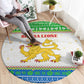 Sierra Leone Christmas Round Carpet Festive Pattern Golden Lion Emblem and Santa Sleigh - African Pride