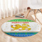 Sierra Leone Christmas Round Carpet Festive Pattern Golden Lion Emblem and Santa Sleigh - African Pride
