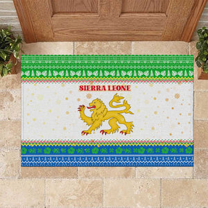 Sierra Leone Christmas Rubber Doormat Festive Pattern Golden Lion Emblem and Santa Sleigh - African Pride