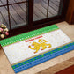 Sierra Leone Christmas Rubber Doormat Festive Pattern Golden Lion Emblem and Santa Sleigh - African Pride