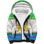 Sierra Leone Christmas Sherpa Hoodie Festive Pattern Golden Lion Emblem and Santa Sleigh - African Pride