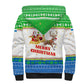 Sierra Leone Christmas Sherpa Hoodie Festive Pattern Golden Lion Emblem and Santa Sleigh - African Pride