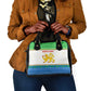 Sierra Leone Christmas Shoulder Handbag Festive Pattern Golden Lion Emblem and Santa Sleigh - African Pride