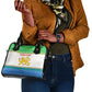 Sierra Leone Christmas Shoulder Handbag Festive Pattern Golden Lion Emblem and Santa Sleigh - African Pride
