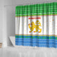 Sierra Leone Christmas Shower Curtain Festive Pattern Golden Lion Emblem and Santa Sleigh - African Pride
