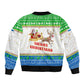 Sierra Leone Christmas Sleeve Zip Bomber Jacket Festive Pattern Golden Lion Emblem and Santa Sleigh - African Pride