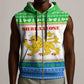 Sierra Leone Christmas Sleeveless Zip Hoodie Festive Pattern Golden Lion Emblem and Santa Sleigh - African Pride
