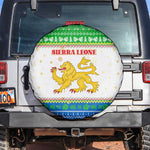 Sierra Leone Christmas Spare Tire Cover Festive Pattern Golden Lion Emblem and Santa Sleigh - African Pride