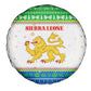 Sierra Leone Christmas Spare Tire Cover Festive Pattern Golden Lion Emblem and Santa Sleigh - African Pride