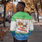 Sierra Leone Christmas Sweatshirt Festive Pattern Golden Lion Emblem and Santa Sleigh - African Pride