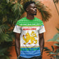 Sierra Leone Christmas T shirt Festive Pattern Golden Lion Emblem and Santa Sleigh - African Pride